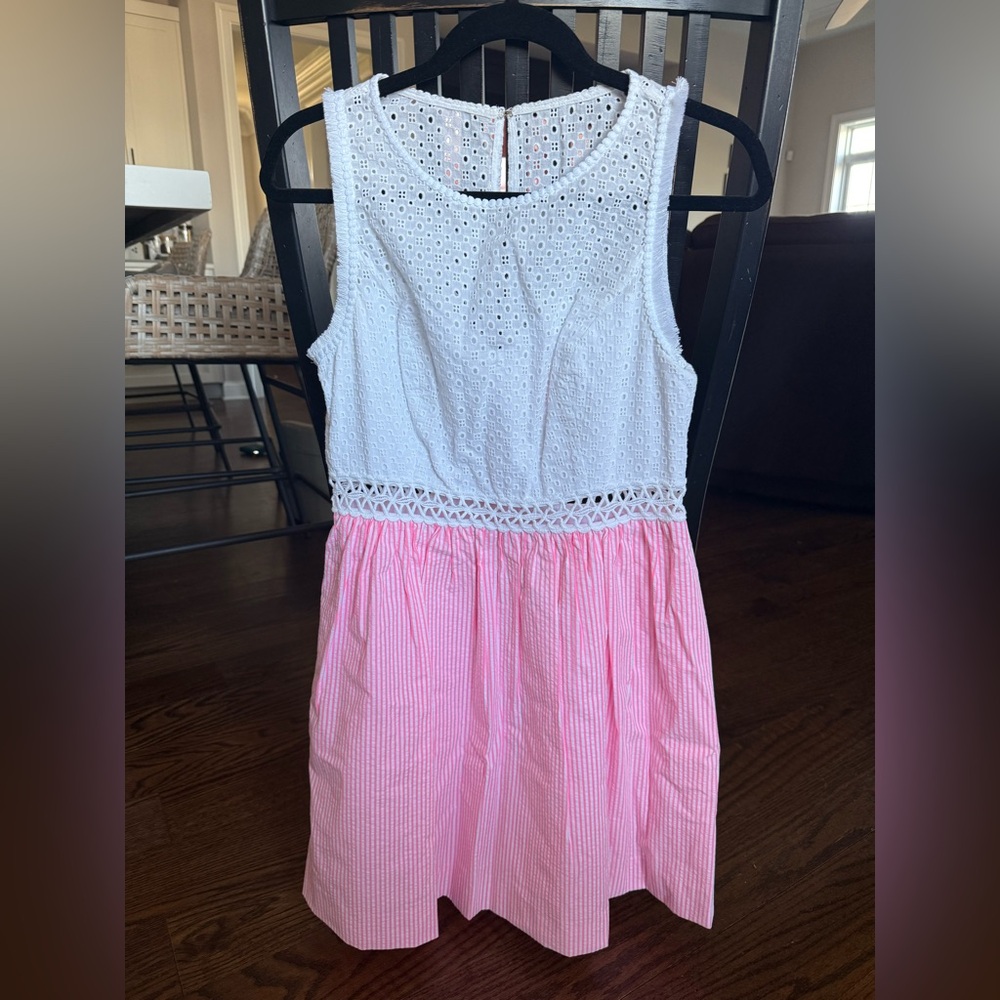Lilly Pulitzer White Eyelet and Pink Striped Dress